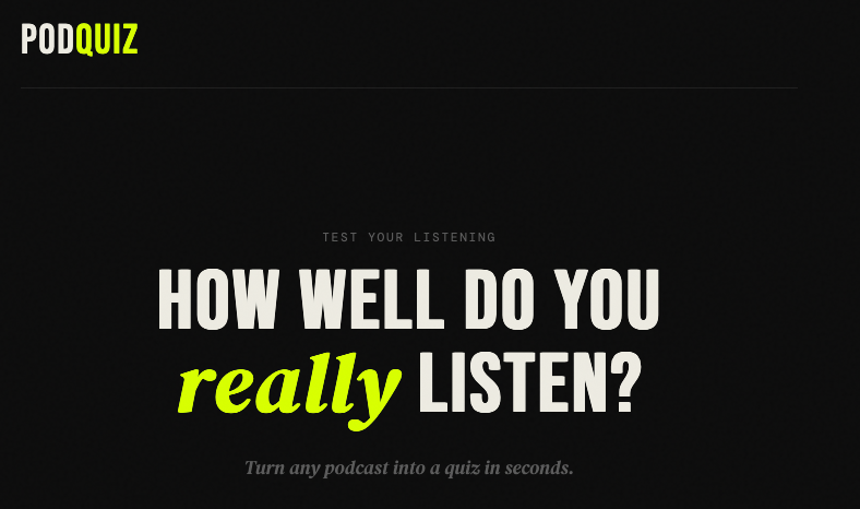 PodQuiz application screenshot